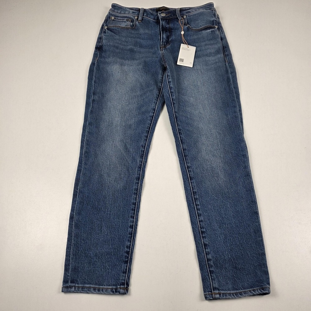 Quince Jeans Womens 28 Medium Wash Blue Mid Rise Slim Boyfriend Stretch Denim